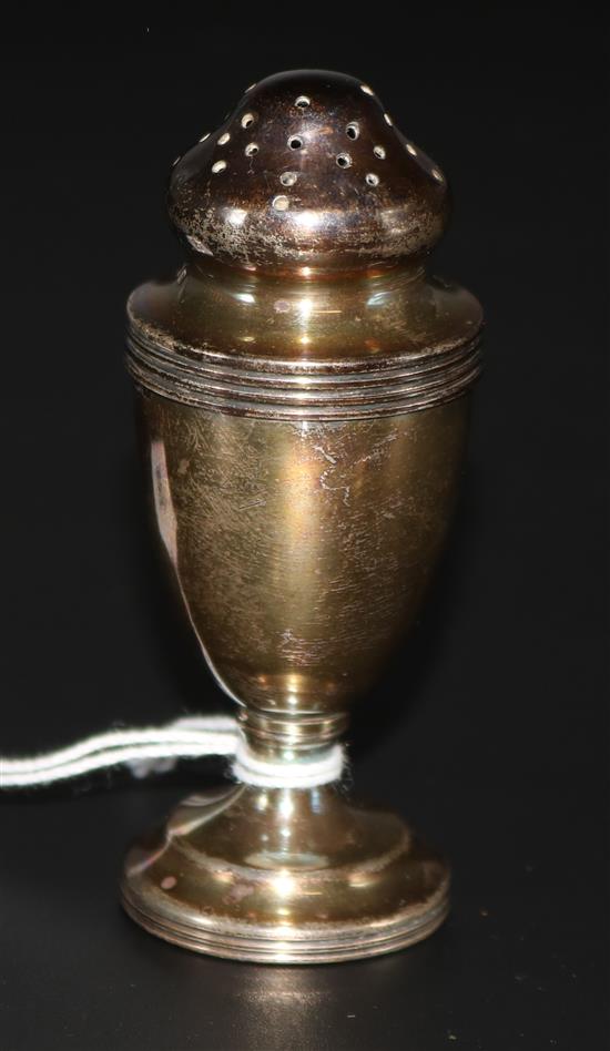 George V silver vase shaped pepper pot